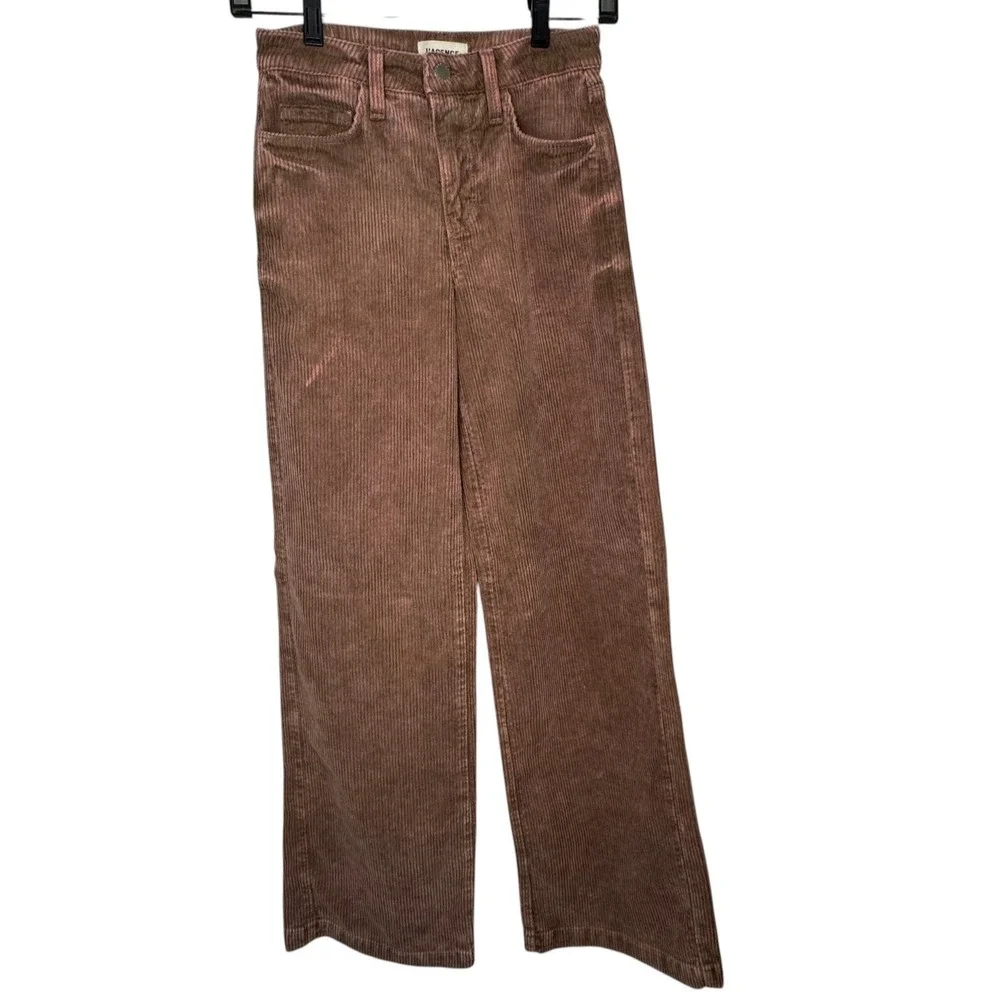 L'AGENCE Scottie High Rise Wide Leg Corduroy Pants Womens 23 Plaster Brown NWOT - Picture 1 of 14